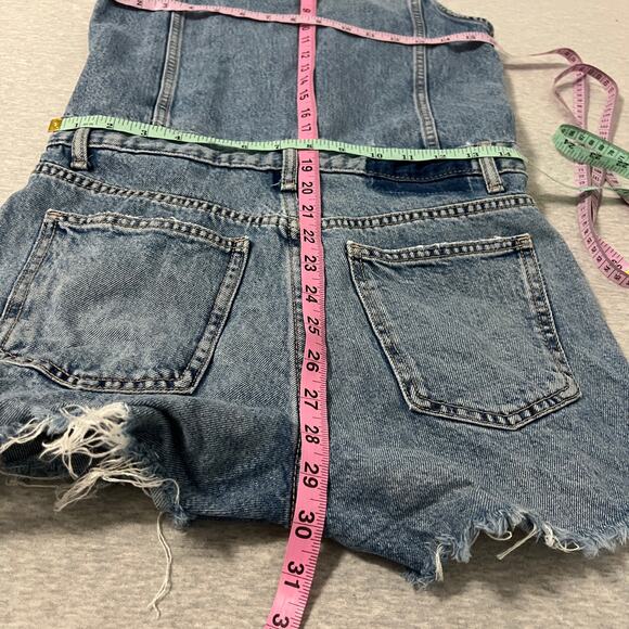 Zara Denim Short Jumpsuit Women's Small Blue Distressed Festival - Picture 4 of 12